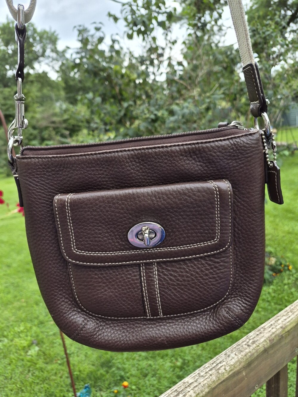 Coach Hamilton Swingpack Crossbody Brown Pebbled Leather